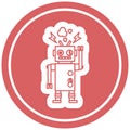 A creative malfunctioning robot circular icon Royalty Free Stock Photo