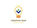 Creative man in light bulb vector logo template design Royalty Free Stock Photo