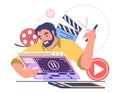 Creative man motion designer working on video content Royalty Free Stock Photo