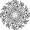 Creative mandala with doodle flowers and leaves, ornate coloring page for kids activity