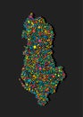 Creative map Albania from random colorful dots