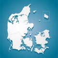 Creative map country Denmark divided on regions