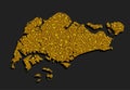 Creative map country Singapore made gold sequins