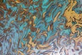 Creative marble abstract background with fluid effect, turquoise and brown gradients lined shapes