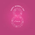 Creative 8 March logo vector design with International women`s d