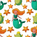 Creative marine seamless pattern Royalty Free Stock Photo