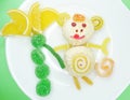 Creative marmalade fruit jelly sweet food monkey form Royalty Free Stock Photo