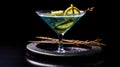 Creative Martini with Olive Skewer in Triangular Glass Royalty Free Stock Photo