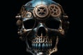 Creative mechanic assembly skull portrait. Generate ai