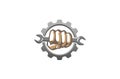 Creative Mechanic Gear Hand Wrench Logo Vector Design Illustration Royalty Free Stock Photo