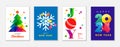 Creative Merry Christmas and Happy New Year 2024 greeting cards set