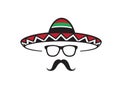 Creative Mexican Sombrero Mustache Head Traditional Logo Royalty Free Stock Photo