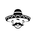 Creative Mexican Sombrero Mustache Head Traditional Logo Royalty Free Stock Photo