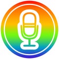 A creative microphone recording circular in rainbow spectrum