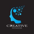 Creative mind with Gear icon templates, vector logo technology for business corporate, human brain, creativity, illustration -