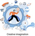 Creative mind, imagination or brainstorm or originative idea concept. Phantasy flow and creativity Royalty Free Stock Photo