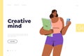 Creative mind landing page design template for online service boosting creativity, idea generation