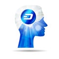 Creative mind thinking about of dash coin icon