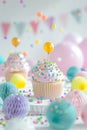 Creative Mini Party Decor: Cute Props and Studio Lights Royalty Free Stock Photo