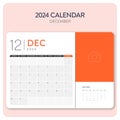 Creative minimal business monthly 2024 Calendar template vector. Desk, wall calendar for print, digital calendar or planner. Week