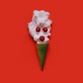 Creative minimal christmas art.Symbol Christmas in ice cram cone