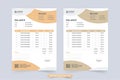 Creative minimal invoice template decoration with abstract shapes and orange color shade. Print ready payment agreement and