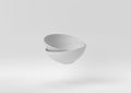 Creative minimal paper idea. Concept white bowl with white background. 3d render, 3d illustration Royalty Free Stock Photo