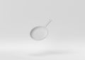 Creative minimal paper idea. Concept white pan with white background. 3d render, 3d illustration Royalty Free Stock Photo