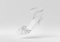 Creative minimal paper idea. Concept white sandal with white background. 3d render, 3d illustration Royalty Free Stock Photo