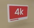 creative minimal style 4k Video media player Interface, minimal 3d render illustration on Yellowish Orange background