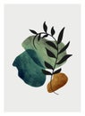 Creative minimalist hand painted illustration. botanical with abstract shape for wall art decoration