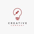 Creative minimalist light bulb and rocket logo icon vector template Royalty Free Stock Photo