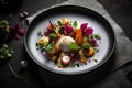 creative, minimalist plating with pops of color and textures