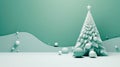 Creative minimalistic Christmas background. Christmas tree and Christmas decorations on a light white and green background with a