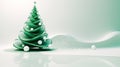 Creative minimalistic Christmas background. Christmas tree and Christmas decorations on a white background. AI-generated image,