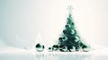 Creative minimalistic Christmas background. Christmas tree on a white background with a copy space. AI-generated image,