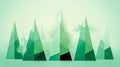 Creative minimalistic Christmas background. Christmas trees on a light green background. AI-generated image, illustration