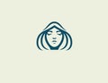 Creative minimalistic logo icon girl face in a hood
