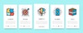 Creative mobile app screens set. Innovation, startup, artwork, project, idea vertical banners with color web icons.