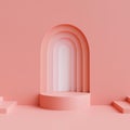 Creative mock up scene with podium geometry shape for product display and pink background, 3D render