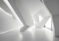 creative modern architecture, white structure with white walls and floor, 3d render Royalty Free Stock Photo