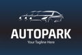 Creative modern autopark logo. Parking sign. Car sale company icon. Can use like emblem in auto logistic