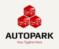 Creative modern autopark logo. Parking sign. Car sale company icon. Can use like emblem in auto logistic