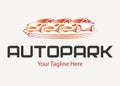 Creative modern autopark logo. Parking sign. Car sale company icon. Can use like emblem in auto logistic