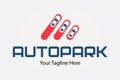 Creative modern autopark logo. Parking sign. Car sale company icon. Can use like emblem in auto logistic