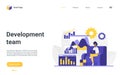 Development team landing page, web design programming testing, analyzing statistics