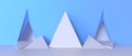 Creative Modern Empty display and wall triangular minimal Geometry design on blue Royalty Free Stock Photo
