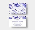 Creative modern fashioner business card, with abstract blue marble texture.