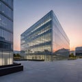 creative modern glass office building of a large corporation in the city, environmental building design with proportional