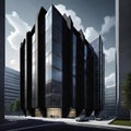 creative modern glass office building of a large corporation in the city, environmental building design with proportional Royalty Free Stock Photo